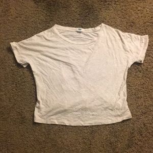 Cream Crop top swoop neck t-shirt -xs-